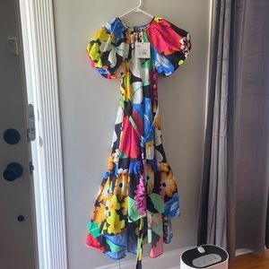 Christopher John Rogers x Target Black Multi-Color Floral Puff Sleeve Dress